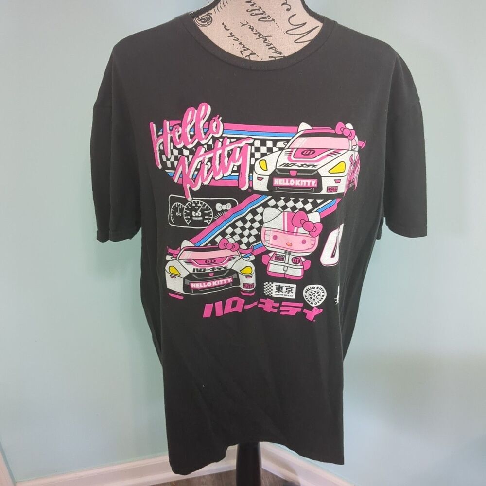 Hello Kitty Race Car Tokyo Speed T-Shirt Sanrio Adult extra large Black Tee